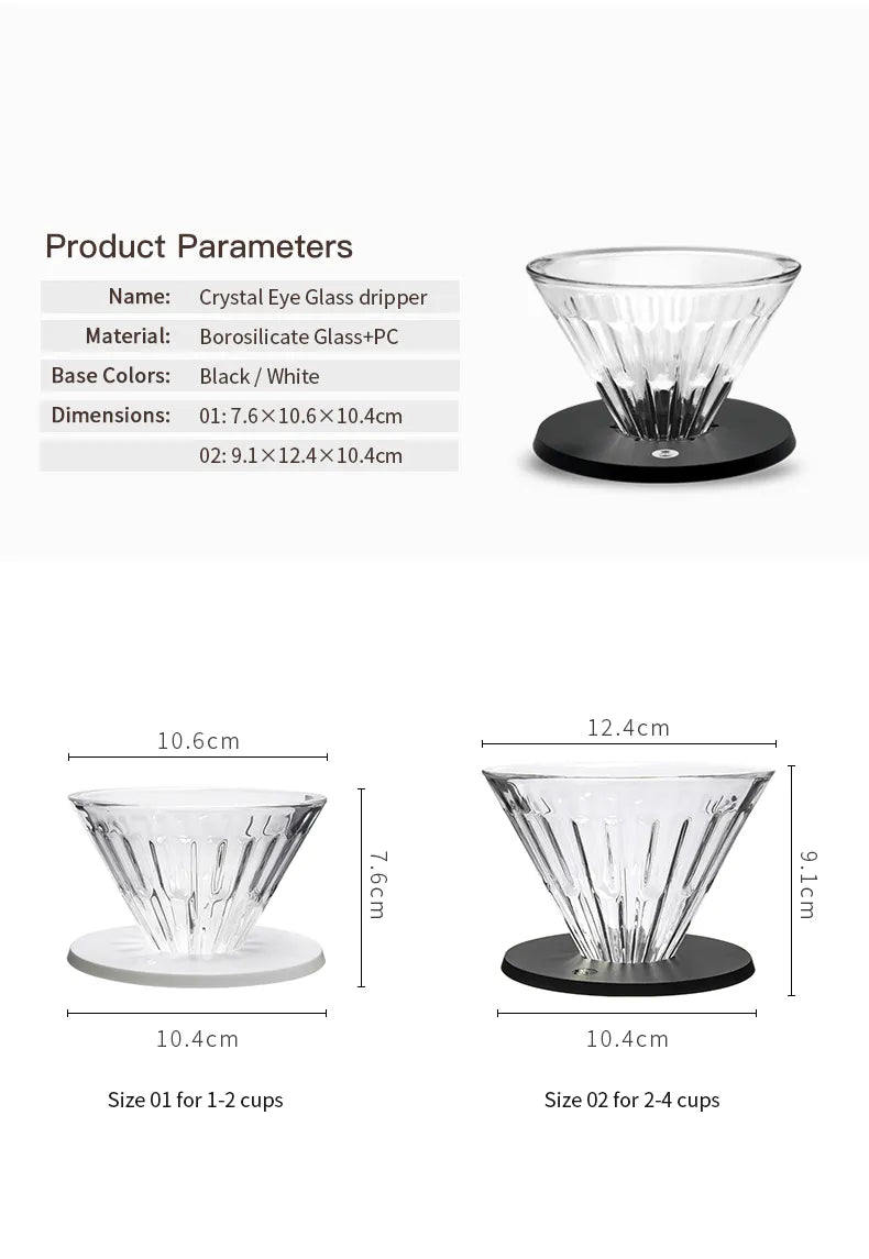 TIMEMORE Crystal Eye Glass Dripper 01/02 PC Holder