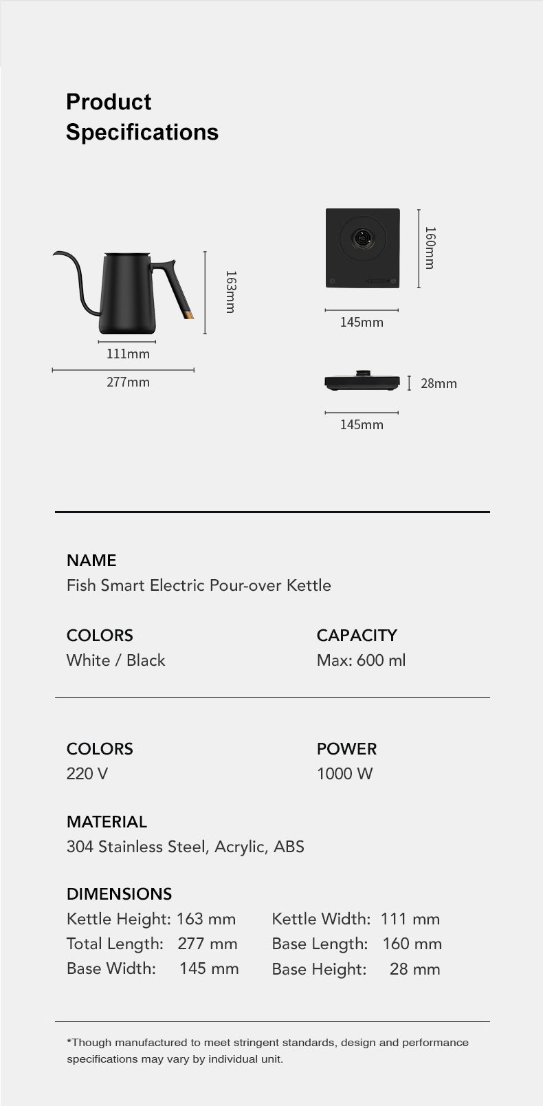 TIMEMORE Fish Smart Electric Kettle 600ml